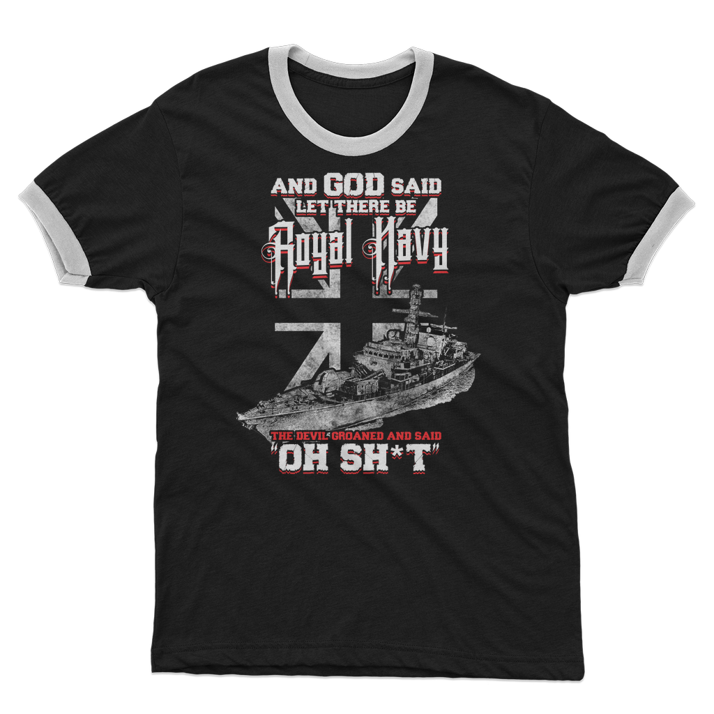 And God Said Let There Be Royal Navy Adult Ringer T-Shirt