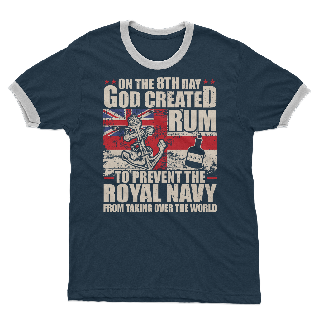 Royal Navy Loves Rum Adult Ringer T-Shirt