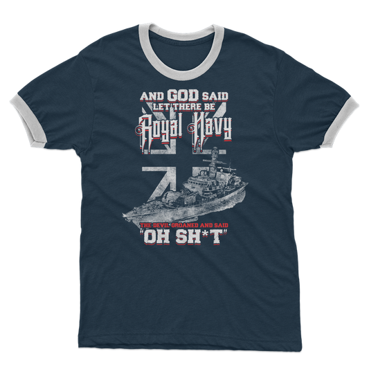And God Said Let There Be Royal Navy Adult Ringer T-Shirt