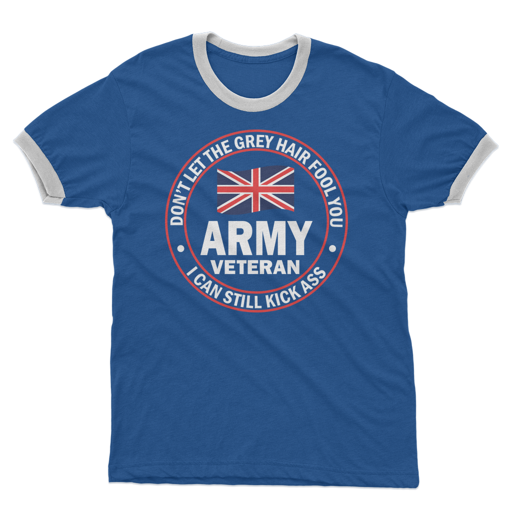Army Veteran - I Can Still Kick A** Adult Ringer T-Shirt